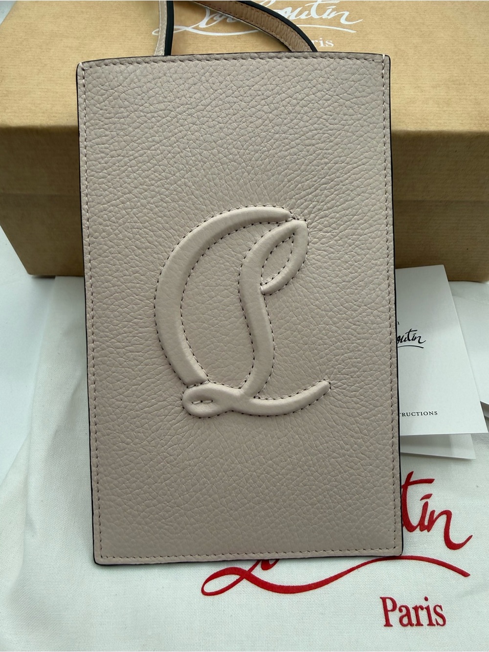 NWT full inclusion Christian louboutin leather by my side phone pouch